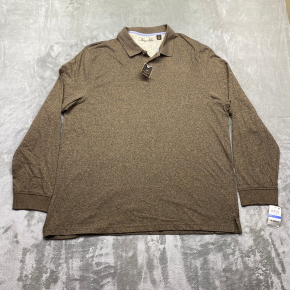Tasso Elba Other - Tasso Elba‎ Long Sleeve Signature Polo Shirt Mens XL Brown Marl 100% Cotton NWT
